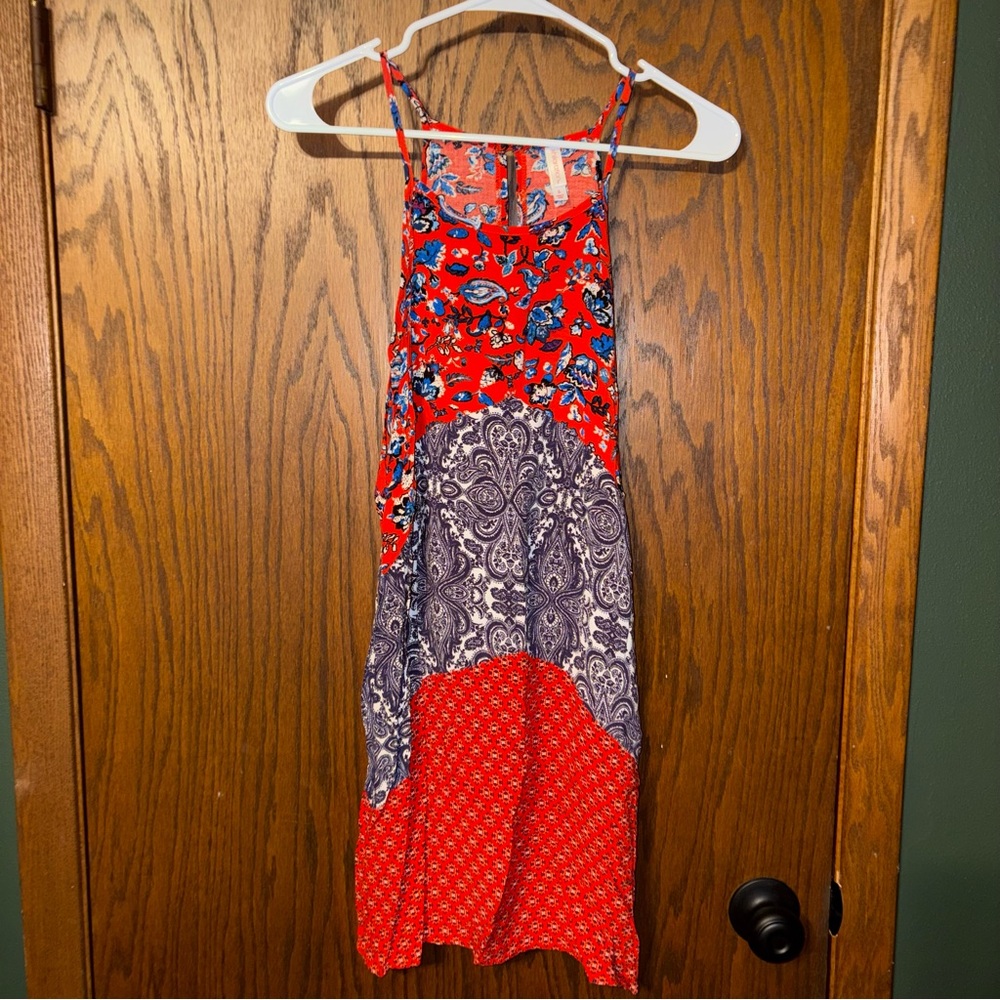 Xhilaration Red and Blue Floral Dress
